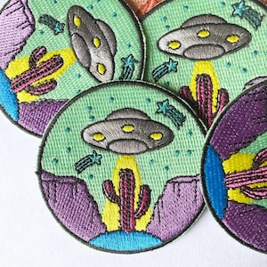 UFO Cactus Patch | Oudoors Desert Space Patches | Hat Backpack Jacket Shirts Accessories | Handmade by EspiLane