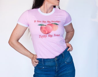 Retro Peach Disco Graphic Tee | Vintage Style 70s Shirts | If You Like My Peaches Tees | Unisex Plus Ringer or T Shirt | EspiLane TShirts