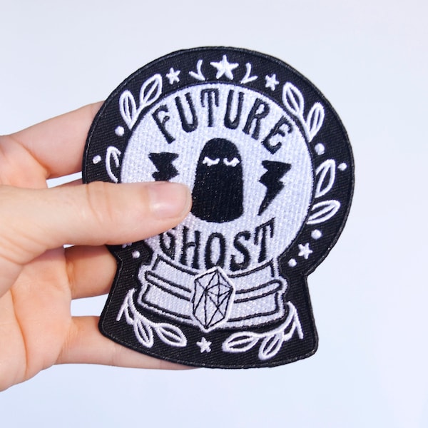 Ghost Iron On Patches | Embroidered Patch for Jackets and Backpacks | Large 4" | Spooky Witch Gifts under 10