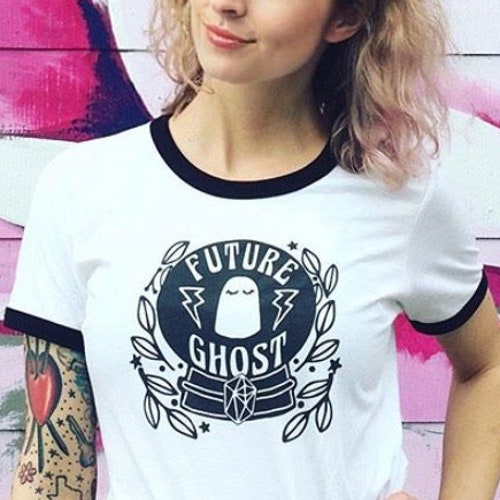 Future Ghost Graphic Tee | Pastel Goth Shirt | Gothic Horror Crystal Ball Tees | Alternative Fortune Teller Witch Magic T-Shirts | Espi Lane