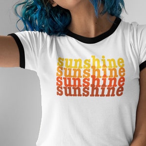 Sunshine Shirts | Happy Graphic Print Tshirts | Tees with Sayings | Retro Style Ringer | Espi Lane