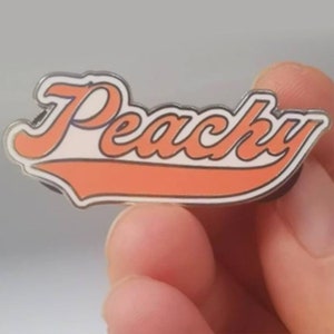 Peachy Enamel Lapel Pin | Cute Peach Pins for Jackets Bags Collecting | Retro Vintage Georgia | Espi Lane Metal Lapel Pin