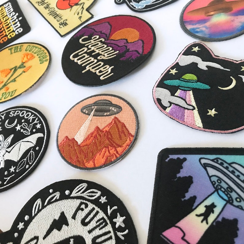 Pick One Iron On Patches Outdoors Adventure Space Cat Patch Desert Mountain Peachy Vintage Retro Hat Backpack Jacket Patch Espi Lane image 3
