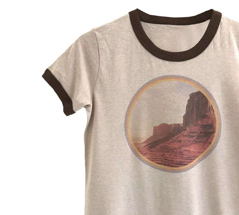 Retro Desert Shirt | 70s Outdoor Graphic TShirts | Womens 1970s Tees | Mountain Shirts | Vintage Style Crew Tshirt or Ringer | Espi Lane Tee 