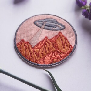 Iron On UFO Patch with Orange Vintage Retro Colors by EspiLane image 3