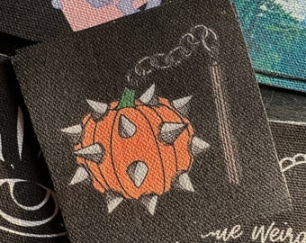 Pumpkin Flail Patch | Gothic Halloween Sew-On Fabric Applique