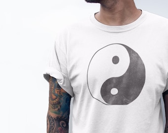 Unisex Yin Yang Graphic Shirt | Vintage Faded Zen Symbol Tee by