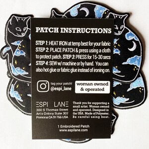 Cat Moon Patch Embroidery Iron On Pastel Goth Night Sky Nature Black Hat Backpack Jacket Patches Gift Original Espi Lane Patch image 6