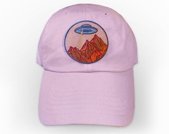 UFO Alien Low Profile Hat | Retro Mountain Abduction Sighting Baseball Soft Dad Hats | Unisex Men Women Cryptid Cap | EspiLane