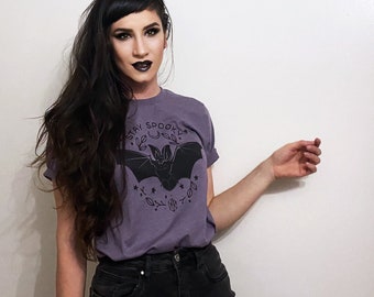 Cute Bat Spooky Shirt | Goth Shirts | Cute Spoopy Bats | Graphic Ringer & Crew Tees | Magic Witch T-Shirts Graphic Tee