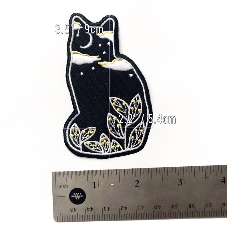 Black Cat Patch Celestial Embroidery Iron On Magic Moon Botanic Nature Hat Backpack Jacket Patches Gift Original Espi Lane Patch image 6