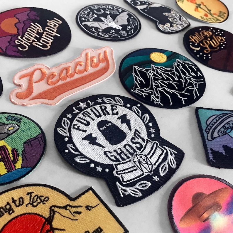Pick One Iron On Patches Outdoors Adventure Space Cat Patch Desert Mountain Peachy Vintage Retro Hat Backpack Jacket Patch Espi Lane image 1