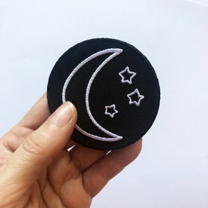 Moon & Stars Patch | Celestial Embroidery Iron On Patches | Magic Crescent | 2.5" | Hat Backpack Jacket Gifts | Original Espi Lane Patch