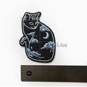 Cat Moon Patch Embroidery Iron On Pastel Goth Night Sky Nature Black Hat Backpack Jacket Patches Gift Original Espi Lane Patch image 7