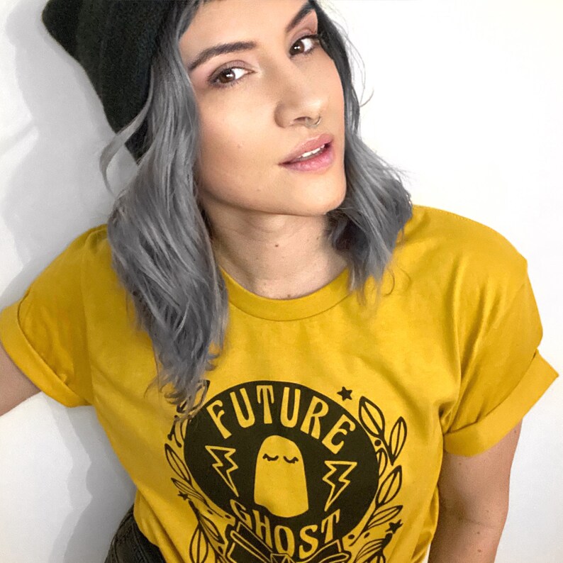Future Ghost Graphic Tee  Pastel Goth Shirt  Gothic Horror Heather Mustard