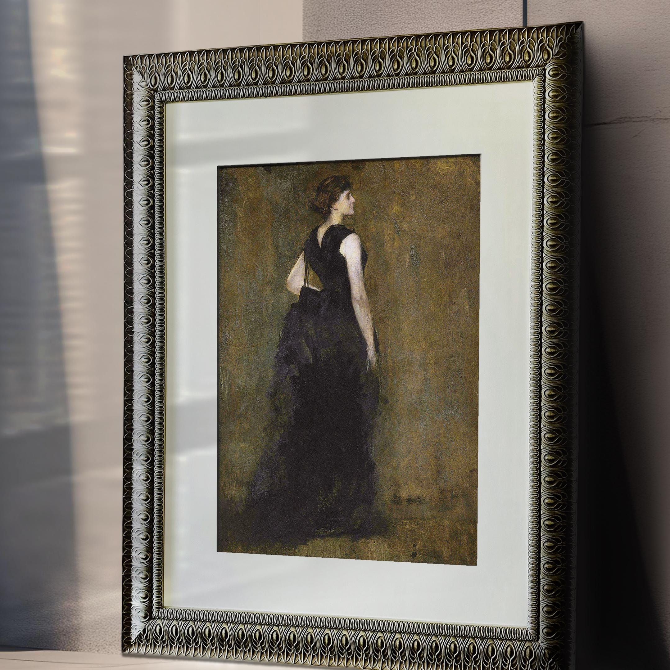 Vintage Portrait Print | Woman in Black Dress, Romantic Fine Art - Etsy