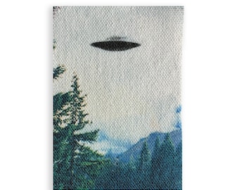 UFO Patch | Fabric Sewn On Patches | DIY Handmade Spaceship in the Sky Alien | 2.75x4"