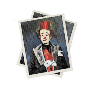 Clown Buziau Fabric Patch | Gothic Accessories Punk DIY Handmade Creepy Patches | Cotton Sew On Patch Applique | 2.75x3.5&quot;