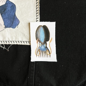 Blue Squid DIY Fabric Patch | Sew On Punk Science Animal Patches | 2.5x3.5"