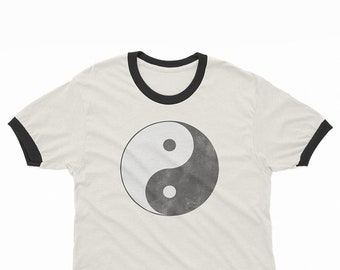 Yin yang Graphic Shirt | Yinyang Vintage | Tao Ringer & Crew Shirts | Yin-Yang Mens Womens Graphic Vintage Style Tees | Tshirt or Ringer