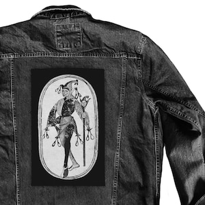 Grande écusson Jester Clown pour veste | Grandes appliques faites main bricolage punk à coudre sur du tissu | 8x13"