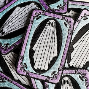 Ghost Iron On Patch | Ghoul Boo Sheets Alternative Pastel Goth Wiccan | Pastel Goth Magic Tarot | Backpack Jacket Big Patches | EspiLane