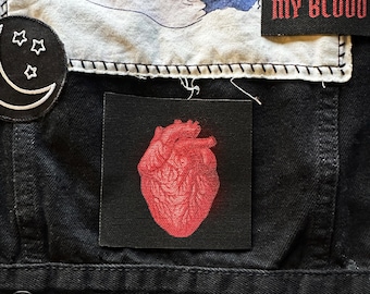 Heart Fabric Patch | Sew On DIY Patches | Anatomy Love (Pick Small or Medium Size)