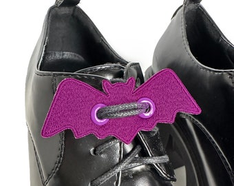 Embroidered Bat Shoe Lace Charm | Spooky Halloween Accessory