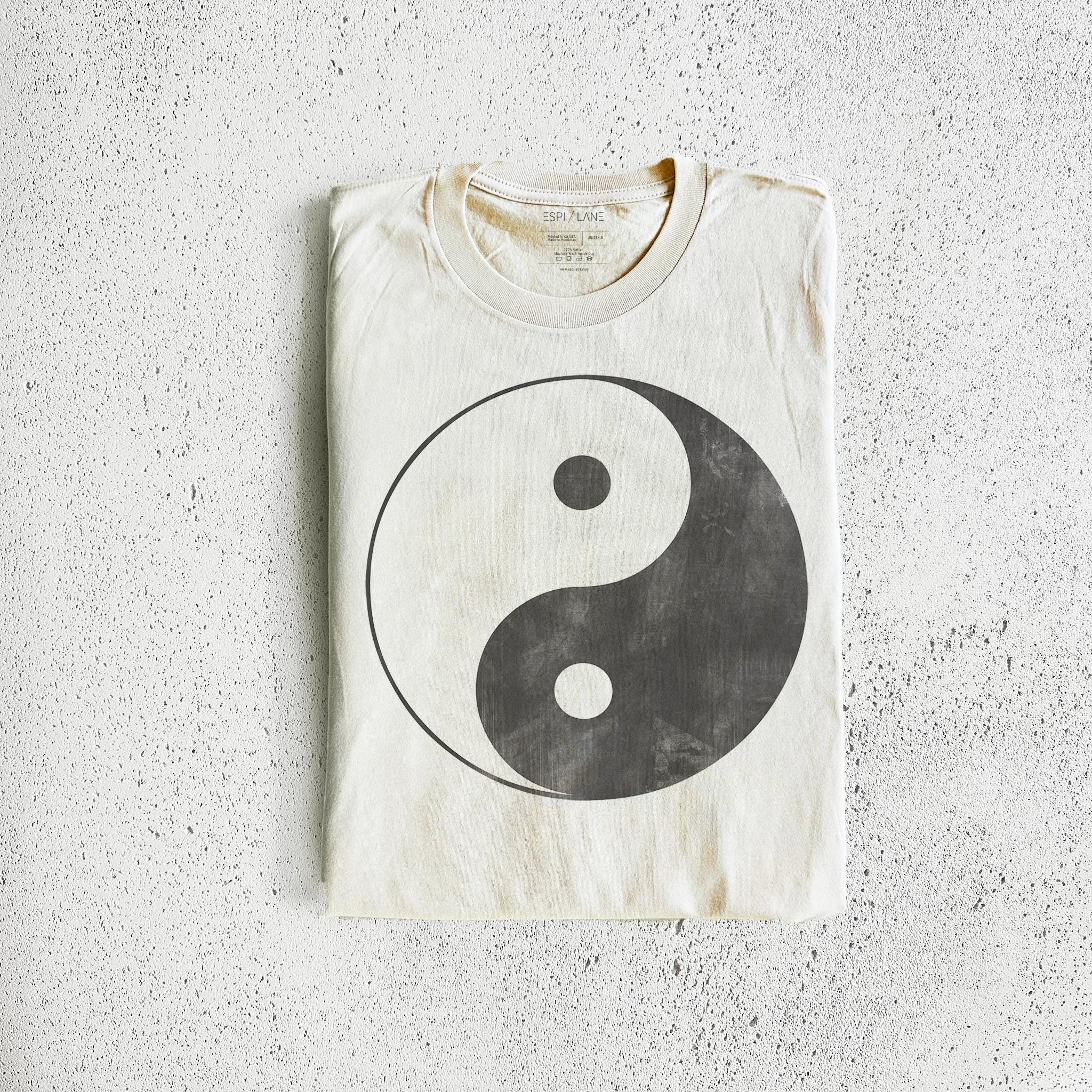 Unisex Yin Yang Graphic Shirt | Vintage Faded Zen Symbol Tee by