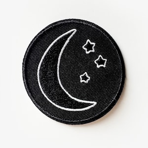 Moon & Stars Iron On Patch: Celestial Embroidery, Espi Lane Design (2")