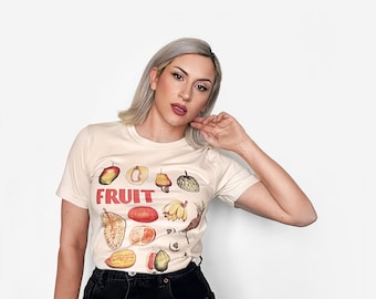 Fruits Graphic Shirt | Fruits Retro T-shirts | Womens Mens Unisex Tees | Tropical Banana Peach Print Tee & Ringer | EspiLane | XS-3XL