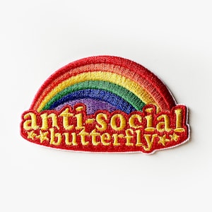Anti-Social Rainbow Iron On Patch Handmade by EspiLane