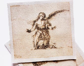 Angel Kneeling Sew-on Patch | Fabric Cloth Applique for Clothing (Pick Size)