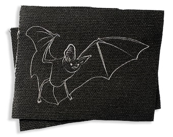 Fabric Bat Patch | Goth Punk DIY Handmade Horror Sewing Sew On Patches | Spooky Vampire Bat | 3.5 x2.5"