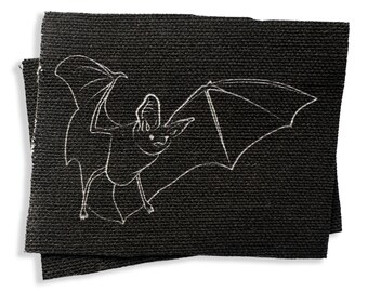 Handmade Bat Fabric Patch | Goth Punk Horror Applique (3.5 x 2.5")
