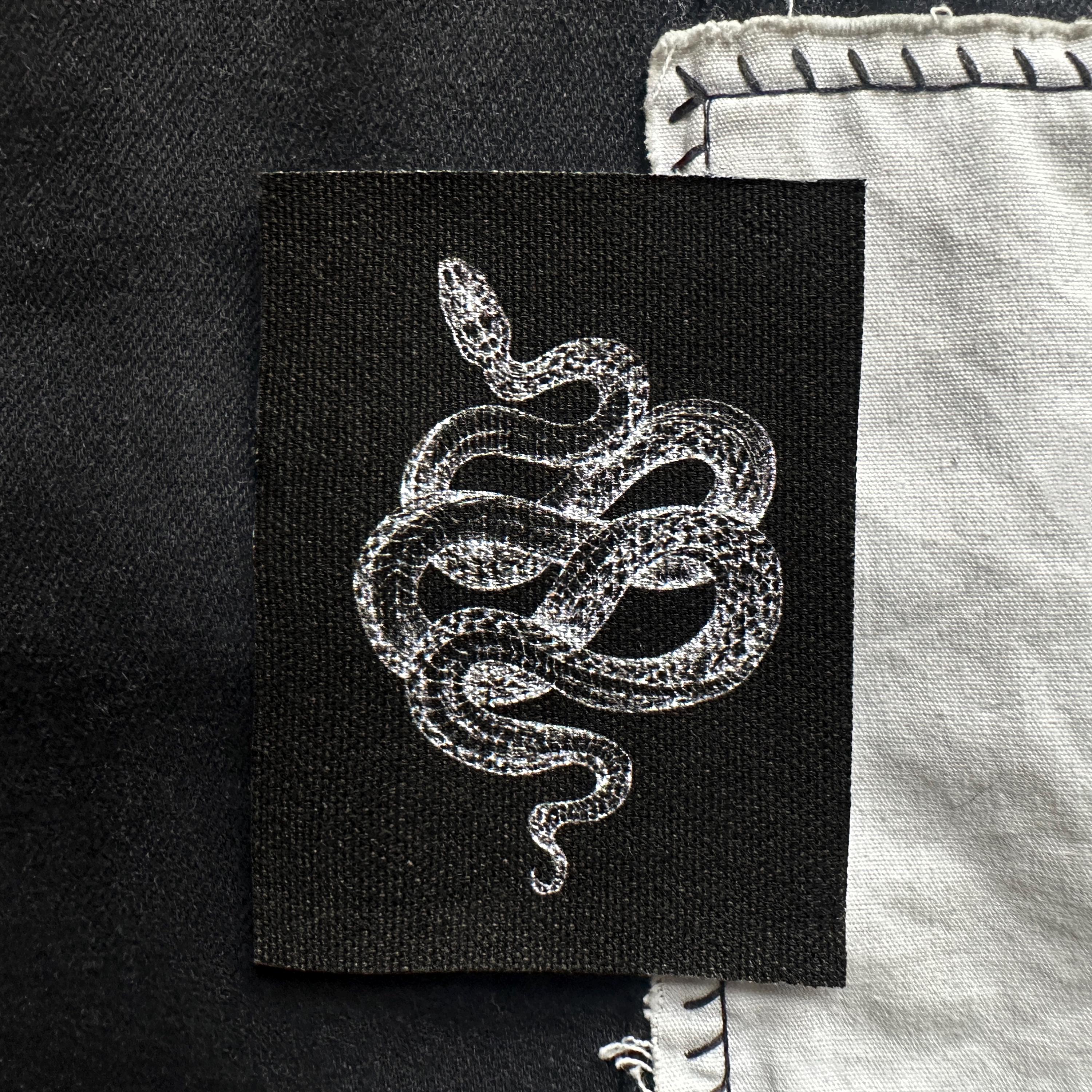 Snake Patch | Black & White DIY Sew on Fabric Punk Applique