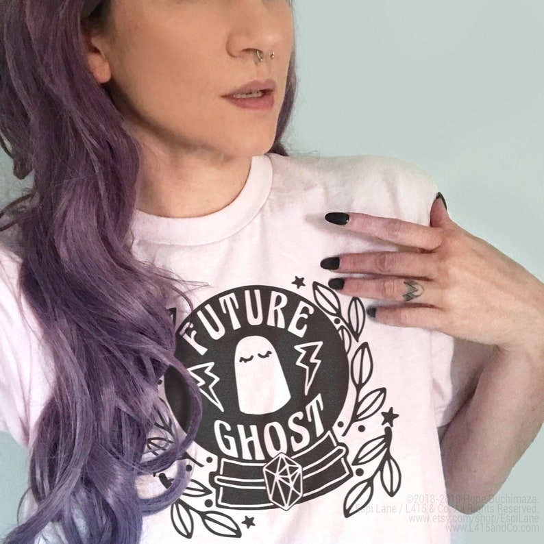 Future Ghost Graphic Tee  Pastel Goth Shirt  Gothic Horror Light Pink