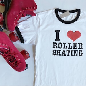 Roller Skate Tshirt | Retro Souvenir Disco Style I Love Skating Shirts | Skate Derby Shirt | XS-3XL Unisex Womens Plus Size | EspiLane Tees