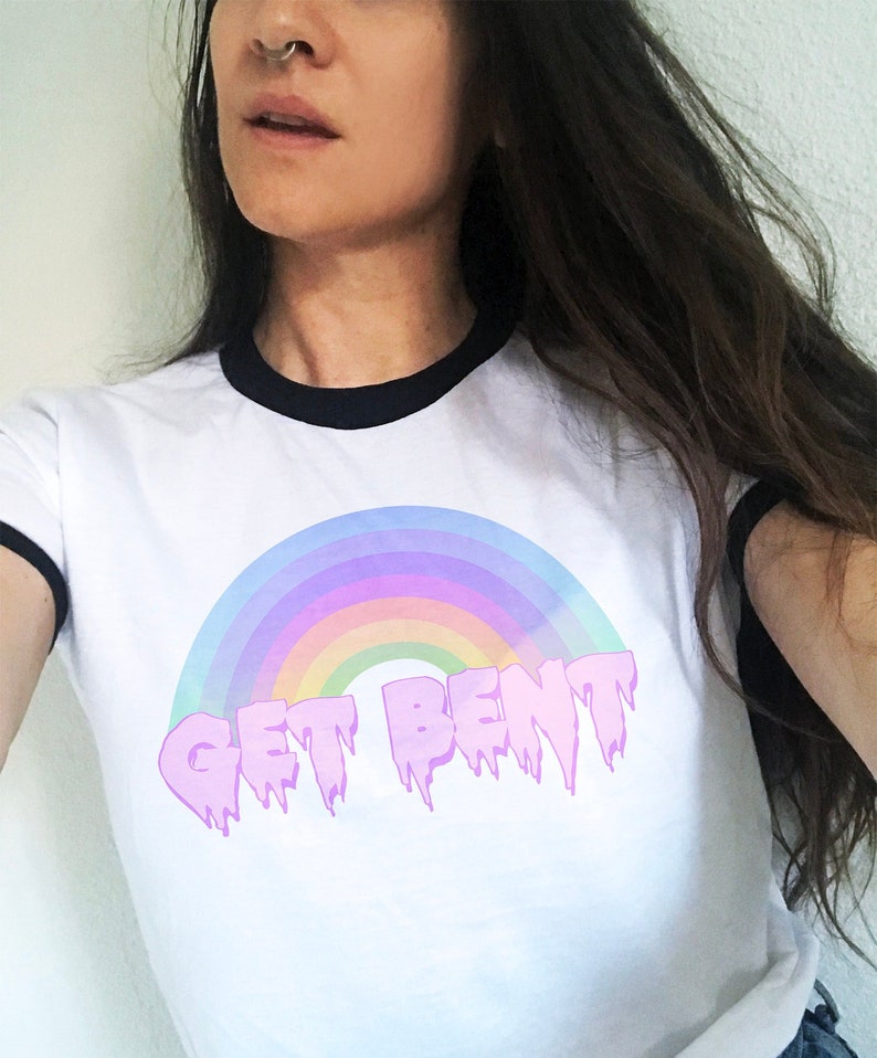 Pastel Goth Rainbow Shirts Cute Alternative Women Clothing Tshirt Espi Lane Kawaii Plus Size T-Shirts Feminist Get Lost Graphic Tee