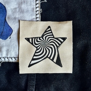 Alt Black Grunge Star Sew-On Fabric Patch | WeirdCore Alt Cloth Appliques (Pick Size)