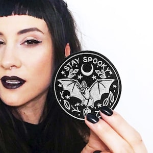Spooky Bat Iron On Patch | Halloween Embroidered Applique