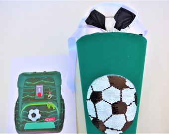 FUSSBALL Schultüte Zuckertüte Stoff Kissen Fußball Step by Step Soccer Star Ergobag ElfmetBär derdiedas Kicker Jungen grün Wendepailletten