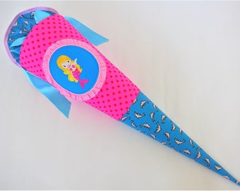 MERMAID bolso escolar más tarde cojín bolsa de azúcar de tela turquesa rosa niña delfín a juego con el bolso escolar Scout wave juego