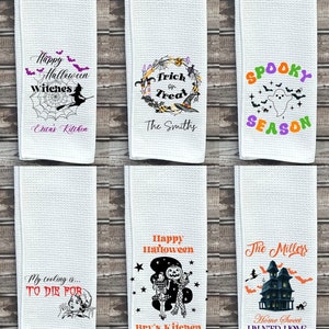 Halloween Custom Kitchen Dish Towel, Tea Towel, Custom Towel Kitchen Décor, Halloween Decor, Hand Towel, Fall Decor, Gift for Mom Dish Towel