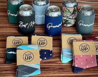 Groomsman Socks and Can Cooler Set, Wedding Party Gift