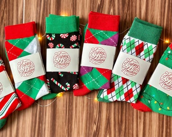 Mens holiday Socks, Cheap Christmas gift,  Christmas socks, mens stocking stuffer, stocking stuffer , Christmas socks, socks