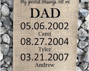 Custom DAD sign with childrens names, Father's Day gift, gift for dad, birthday gift, Father's Day sign, custom Father's Day gift burlap