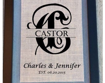 Wedding Sign, anniversary gift- custom burlap sign (FRAME NOT INCLUDED), wedding shower gift - Burlap Print 8" x 10" real burlap fabric