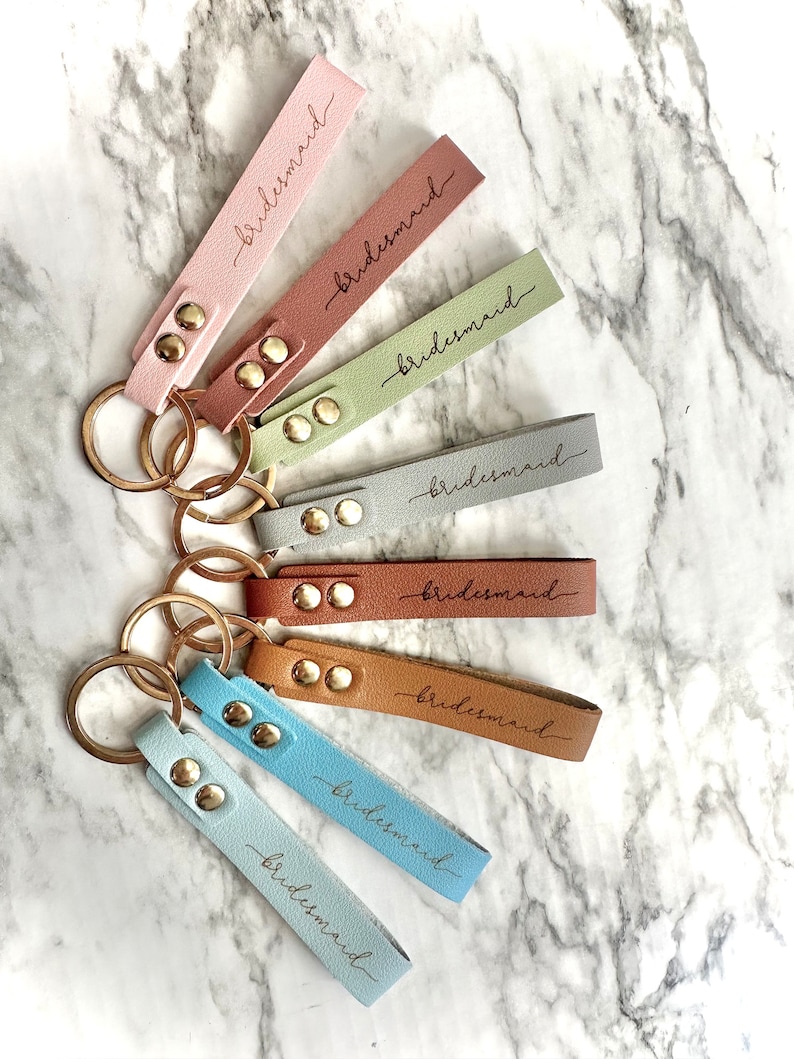 Bridesmaid keychain, leatherette keychain, bridesmaid proposal, maid of honor gift , bridesmaid gift, bridesmaid box idea image 1