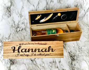 Custom Bridesmaid wine box, wine box, bridesmaid gift box, bridesmaid gift, bridesmaid proposal gift, bridesmaid gift ideas, Maid of honor